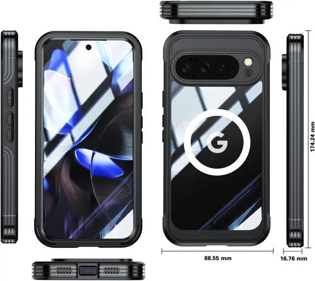 Alt view image 7 of 7 - WERLEO Magnetic Case for Google Pixel 10 Pro XL 6.8" Compatible MagSafe, 360 Degree Full Cover Built-in Screen Protector and Camera Protector,Full Body Phone Cover Black