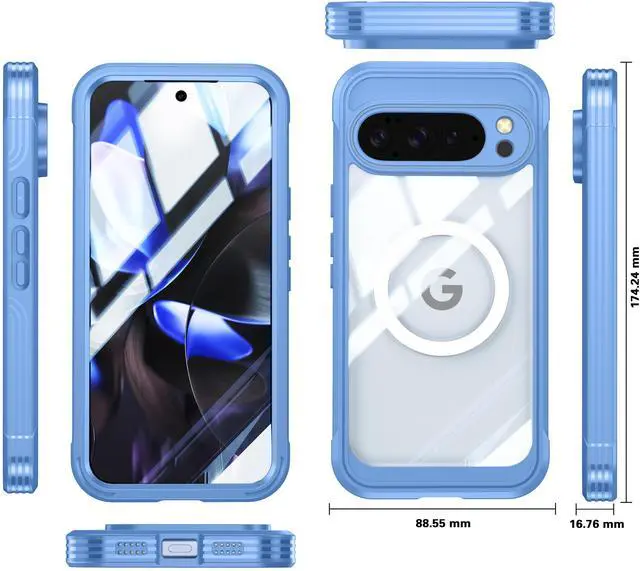 Alt view image 5 of 5 - WERLEO Magnetic Case for Google Pixel 10 Pro XL 6.8" Compatible MagSafe, 360 Degree Full Cover Built-in Screen Protector and Camera Protector,Full Body Phone Cover Blue