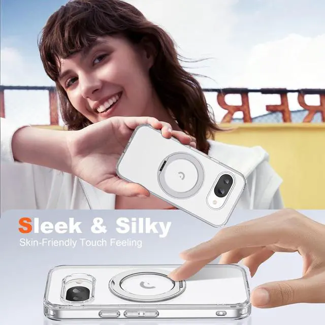 Alt view image 5 of 7 - WERLEO Compatible with Google Pixel 9a Case with 360° Magnetic Ring Stand [Compatible with Mag-Safe] Shockproof Translucent Phone Case for Google Pixel 9a 6.3" Clear