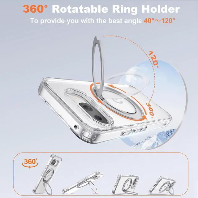 Alt view image 3 of 7 - WERLEO Compatible with Google Pixel 9a Case with 360° Magnetic Ring Stand [Compatible with Mag-Safe] Shockproof Translucent Phone Case for Google Pixel 9a 6.3" Clear