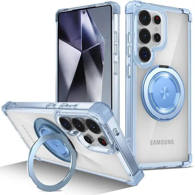 Main image of WERLEO Case for Samsung Galaxy S25 Ultra 2025 [Compatible with Magsafe] [with 360° Rotatable Magnetic Ring Stand] Heavy Duty Millitary-Grade Clear Phone Case for Samsung S25 Ultra 6.9" Blue