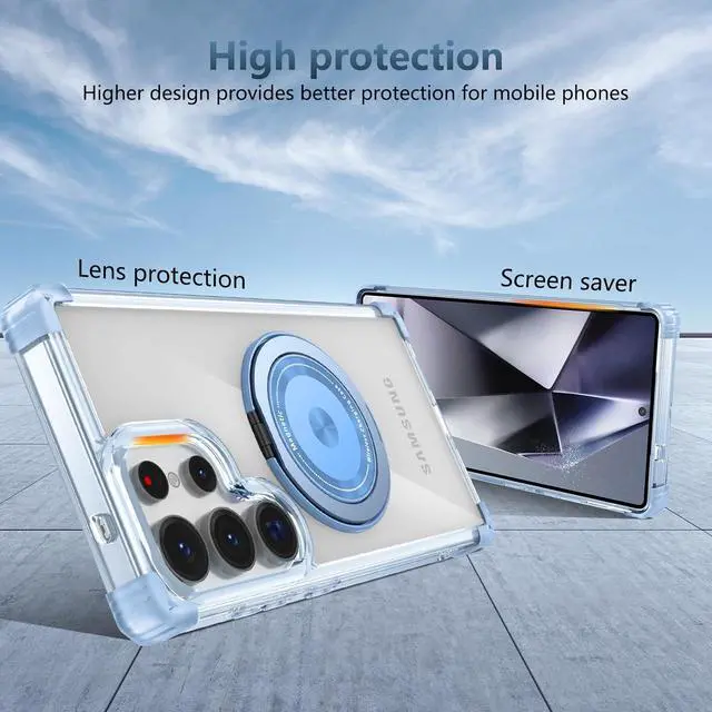 Alt view image 4 of 6 - WERLEO Case for Samsung Galaxy S25 Ultra 2025 [Compatible with Magsafe] [with 360° Rotatable Magnetic Ring Stand] Heavy Duty Millitary-Grade Clear Phone Case for Samsung S25 Ultra 6.9" Blue