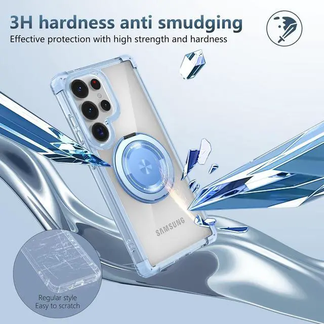 Alt view image 6 of 6 - WERLEO Case for Samsung Galaxy S25 Ultra 2025 [Compatible with Magsafe] [with 360° Rotatable Magnetic Ring Stand] Heavy Duty Millitary-Grade Clear Phone Case for Samsung S25 Ultra 6.9" Blue