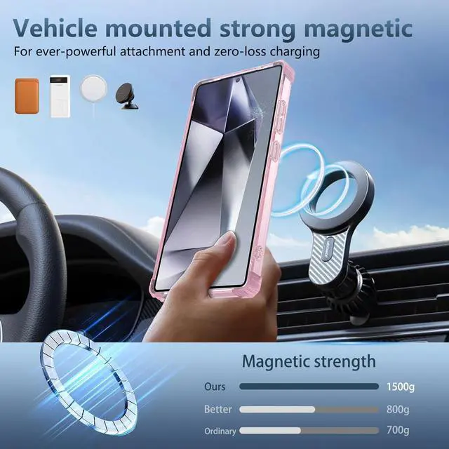 Alt view image 3 of 7 - WERLEO Case for Samsung Galaxy S25 Ultra 2025 [Compatible with Magsafe] [with 360° Rotatable Magnetic Ring Stand] Heavy Duty Millitary-Grade Clear Phone Case for Samsung S25 Ultra 6.9" Pink