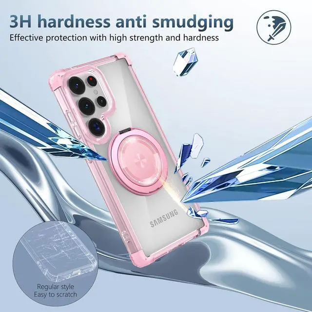 Alt view image 7 of 7 - WERLEO Case for Samsung Galaxy S25 Ultra 2025 [Compatible with Magsafe] [with 360° Rotatable Magnetic Ring Stand] Heavy Duty Millitary-Grade Clear Phone Case for Samsung S25 Ultra 6.9" Pink