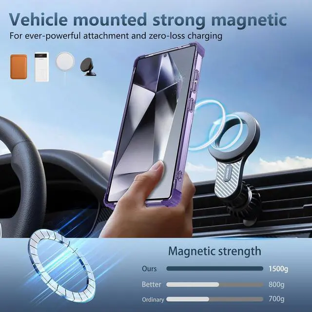 Alt view image 5 of 7 - WERLEO Case for Samsung Galaxy S25 Ultra 2025 [Compatible with Magsafe] [with 360° Rotatable Magnetic Ring Stand] Heavy Duty Millitary-Grade Clear Phone Case for Samsung S25 Ultra 6.9" Purple