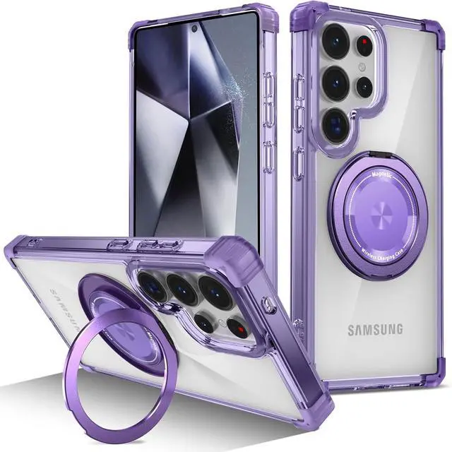 Main image of WERLEO Case for Samsung Galaxy S25 Ultra 2025 [Compatible with Magsafe] [with 360° Rotatable Magnetic Ring Stand] Heavy Duty Millitary-Grade Clear Phone Case for Samsung S25 Ultra 6.9" Purple