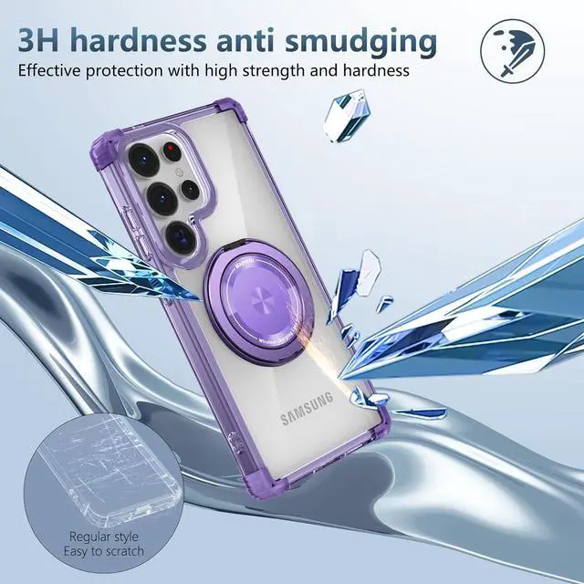 Alt view image 7 of 7 - WERLEO Case for Samsung Galaxy S25 Ultra 2025 [Compatible with Magsafe] [with 360° Rotatable Magnetic Ring Stand] Heavy Duty Millitary-Grade Clear Phone Case for Samsung S25 Ultra 6.9" Purple