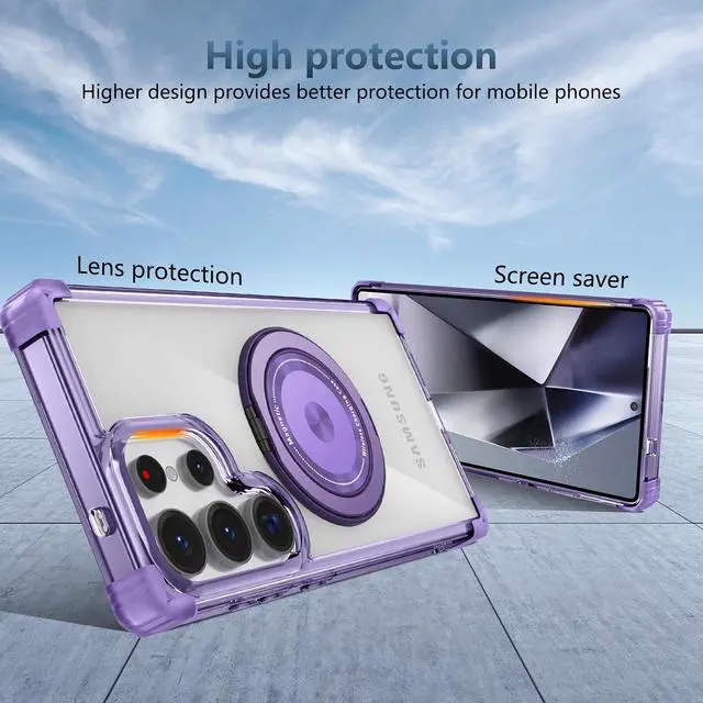 Alt view image 6 of 7 - WERLEO Case for Samsung Galaxy S25 Ultra 2025 [Compatible with Magsafe] [with 360° Rotatable Magnetic Ring Stand] Heavy Duty Millitary-Grade Clear Phone Case for Samsung S25 Ultra 6.9" Purple