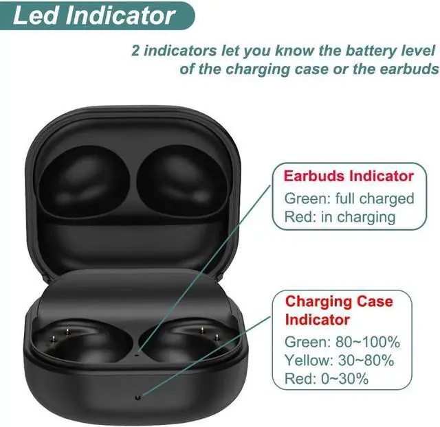 Alt view image 3 of 6 - WERLEO Charging Case for Samaung Galaxy Buds 2 Pro SM-R510, Replacement Charger Cradle Dock Station with USB-C Cable for Galaxy Buds Pro 2, LED Indicator (700mAh, Black)
