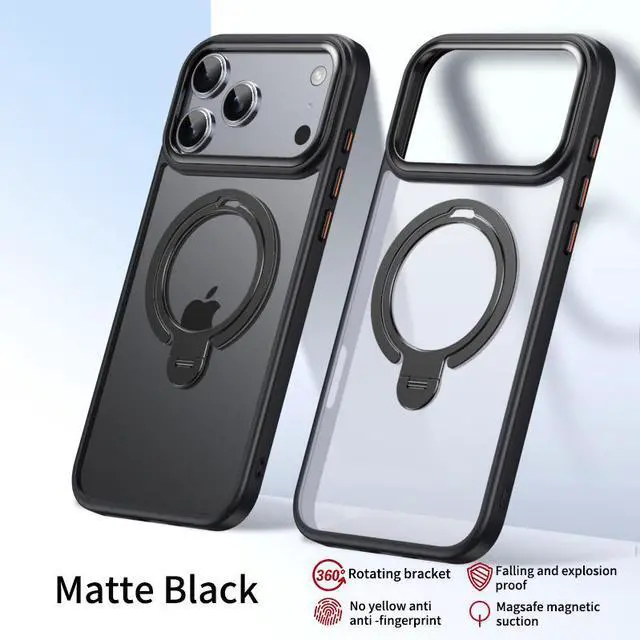 Alt view image 5 of 7 - WERLEO Magnetic Ring Case Compatible with iPhone 17 Pro Max 360° Rotatable Case Compatible with MagSafe Invisible Stand Translucent Matte Shockproof Cover