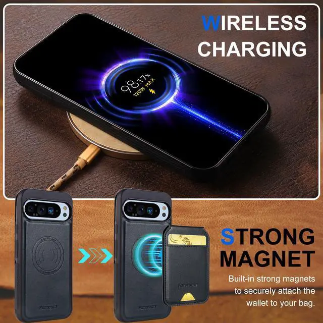 Alt view image 7 of 7 - WERLEO 2 in 1 Detachable Leather Wallet and Phone Case For Google Pixel 7 Case with Card Holder Kickstand RFID Blocking, Compatible with Magsafe Charging