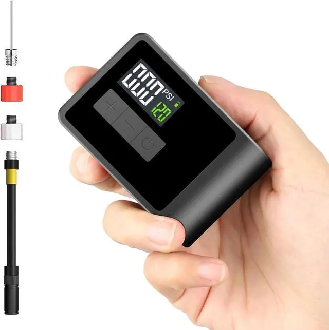 Main image of WERLEO Mini Electric Bike Pump 120 PSI Fast Inflate Pocket Pump with LCD Gauge, Rechargeable Battery & Flashlight Fits Presta & Schrader Valves for Road & Mountain Bikes