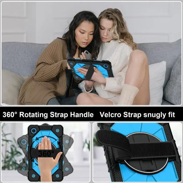 Alt view image 2 of 7 - WERLEO Shockproof Protective Case for Lenovo Tab One 8.7 inch 2025 / Tab K9 8.7" 2025 TB305XU TB305FU Tablet Cover with Pencil Holder Rotatable Kickstand Hand/Shoulder Strap Blue