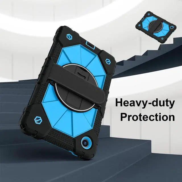 Alt view image 4 of 7 - WERLEO Shockproof Protective Case for Lenovo Tab One 8.7 inch 2025 / Tab K9 8.7" 2025 TB305XU TB305FU Tablet Cover with Pencil Holder Rotatable Kickstand Hand/Shoulder Strap Blue