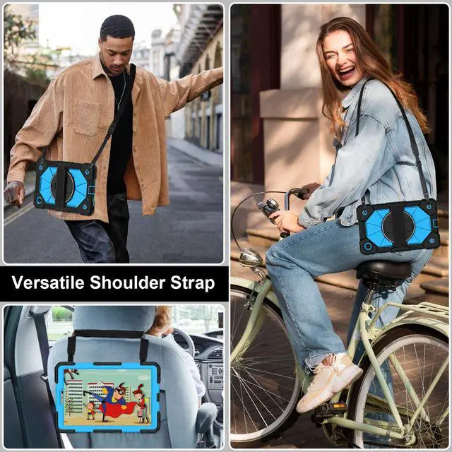 Alt view image 6 of 7 - WERLEO Shockproof Protective Case for Lenovo Tab One 8.7 inch 2025 / Tab K9 8.7" 2025 TB305XU TB305FU Tablet Cover with Pencil Holder Rotatable Kickstand Hand/Shoulder Strap Blue