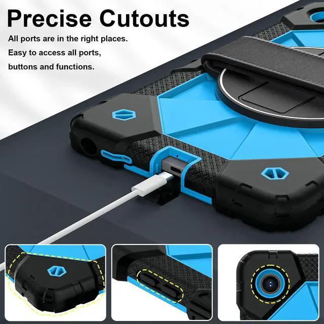 Alt view image 7 of 7 - WERLEO Shockproof Protective Case for Lenovo Tab One 8.7 inch 2025 / Tab K9 8.7" 2025 TB305XU TB305FU Tablet Cover with Pencil Holder Rotatable Kickstand Hand/Shoulder Strap Blue