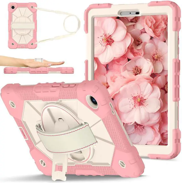 Main image of WERLEO Shockproof Protective Case for Lenovo Tab One 8.7 inch 2025 / Tab K9 8.7" 2025 TB305XU TB305FU Tablet Cover with Pencil Holder Rotatable Kickstand Hand/Shoulder Strap Rose Gold