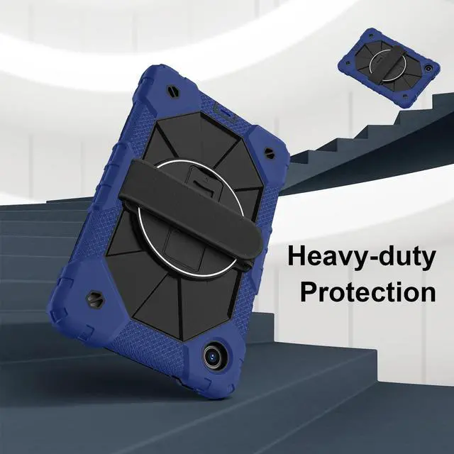 Alt view image 2 of 7 - WERLEO Shockproof Protective Case for Lenovo Tab One 8.7 inch 2025 / Tab K9 8.7" 2025 TB305XU TB305FU Tablet Cover with Pencil Holder Rotatable Kickstand Hand/Shoulder Strap Navy Blue