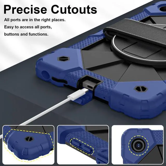 Alt view image 6 of 7 - WERLEO Shockproof Protective Case for Lenovo Tab One 8.7 inch 2025 / Tab K9 8.7" 2025 TB305XU TB305FU Tablet Cover with Pencil Holder Rotatable Kickstand Hand/Shoulder Strap Navy Blue