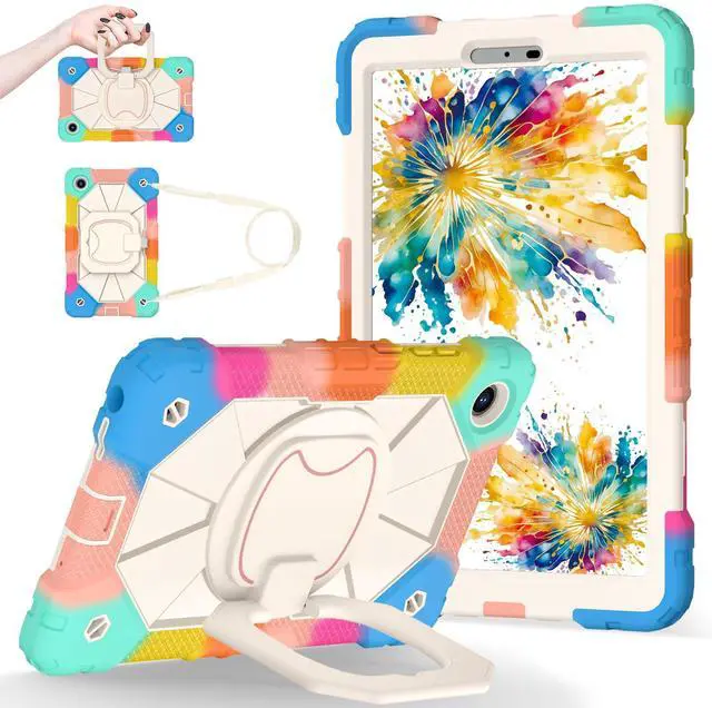 Main image of WERLEO Case for Lenovo Tab One 8.7 inch 2025 / Tab K9 8.7" 2025 TB305XU TB305FU, Shockproof Protective Cover with Rotatable Kickstand/Hand Strap/Shoulder Strap Rainbow