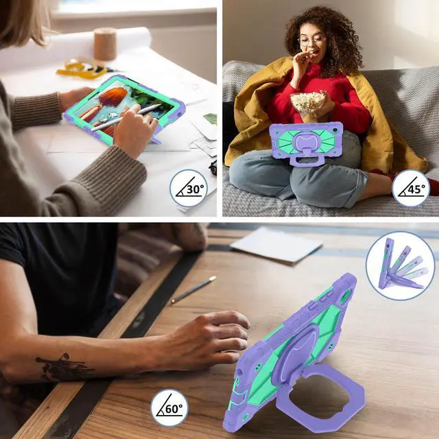 Alt view image 4 of 7 - WERLEO Case for Lenovo Tab One 8.7 inch 2025 / Tab K9 8.7" 2025 TB305XU TB305FU, Shockproof Protective Cover with Rotatable Kickstand/Hand Strap/Shoulder Strap Purple