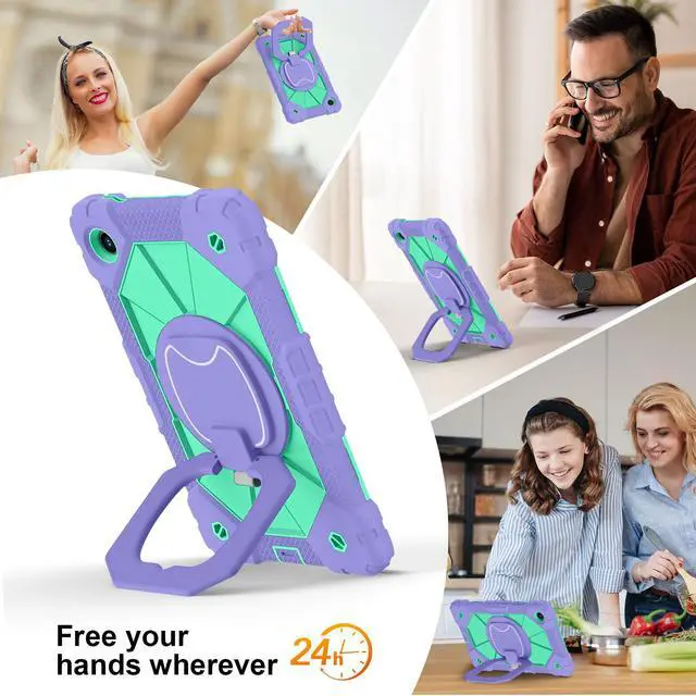 Alt view image 5 of 7 - WERLEO Case for Lenovo Tab One 8.7 inch 2025 / Tab K9 8.7" 2025 TB305XU TB305FU, Shockproof Protective Cover with Rotatable Kickstand/Hand Strap/Shoulder Strap Purple