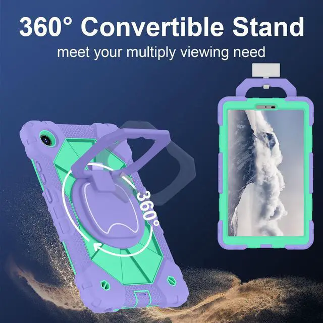 Alt view image 6 of 7 - WERLEO Case for Lenovo Tab One 8.7 inch 2025 / Tab K9 8.7" 2025 TB305XU TB305FU, Shockproof Protective Cover with Rotatable Kickstand/Hand Strap/Shoulder Strap Purple