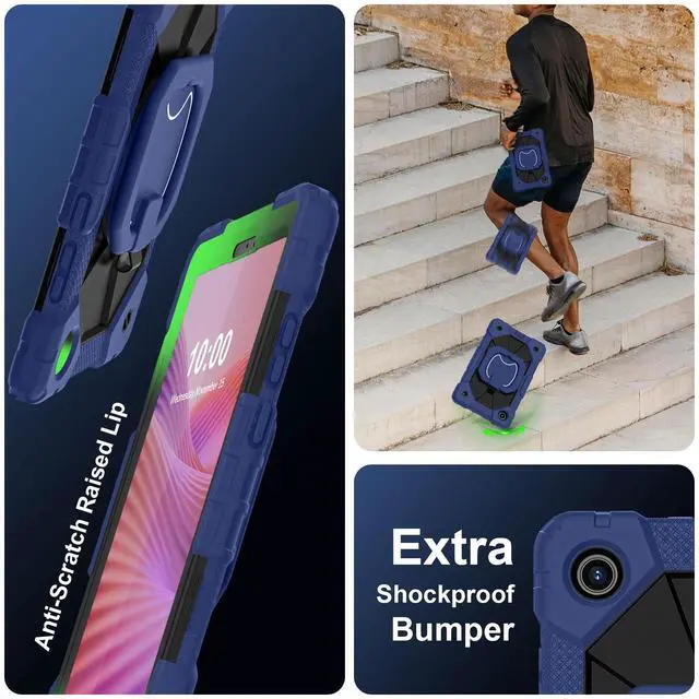 Alt view image 2 of 7 - WERLEO Case for Lenovo Tab One 8.7 inch 2025 / Tab K9 8.7" 2025 TB305XU TB305FU, Shockproof Protective Cover with Rotatable Kickstand/Hand Strap/Shoulder Strap Navy Blue