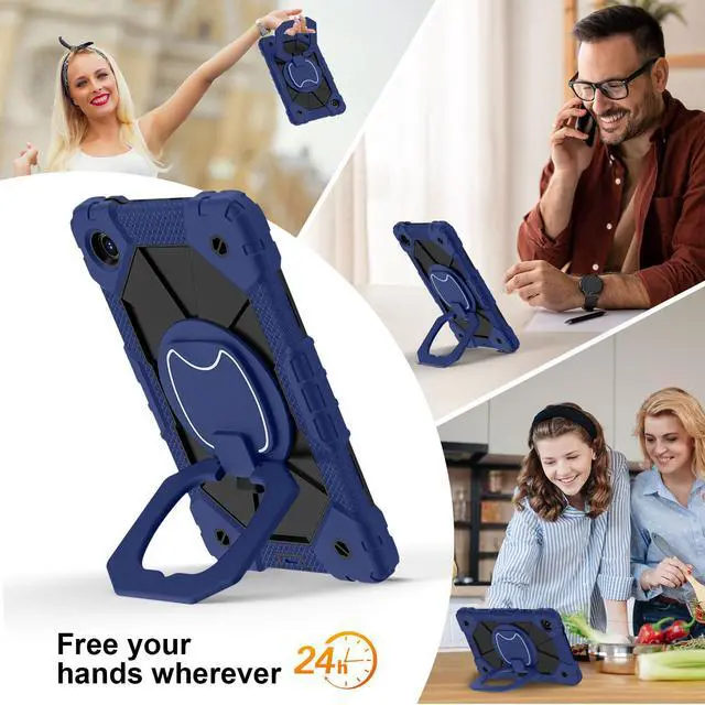 Alt view image 5 of 7 - WERLEO Case for Lenovo Tab One 8.7 inch 2025 / Tab K9 8.7" 2025 TB305XU TB305FU, Shockproof Protective Cover with Rotatable Kickstand/Hand Strap/Shoulder Strap Navy Blue