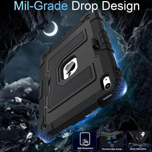 Alt view image 4 of 7 - WERLEO Case for iPad (A16) 11th Generation 11 Inch 2025, iPad 10th Generation 10.9 Inch 2022, Fully-Body Rugged Shockproof Protective Cover with Kickstand Pencil Holder Shoulder Strap