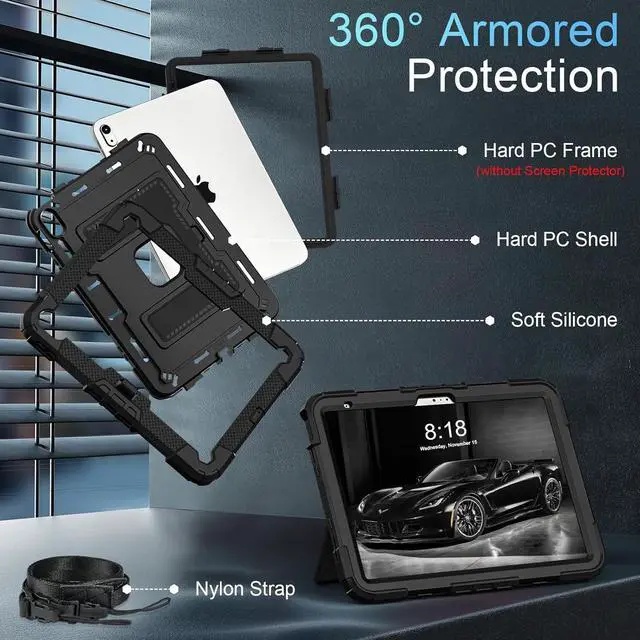 Alt view image 5 of 7 - WERLEO Case for iPad (A16) 11th Generation 11 Inch 2025, iPad 10th Generation 10.9 Inch 2022, Fully-Body Rugged Shockproof Protective Cover with Kickstand Pencil Holder Shoulder Strap