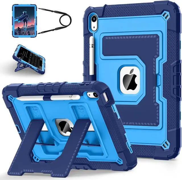 Main image of WERLEO Case for iPad (A16) 11th Generation 11 Inch 2025, iPad 10th Generation 10.9 Inch 2022, Fully-Body Rugged Shockproof Protective Cover with Kickstand Pencil Holder Shoulder Strap Blue