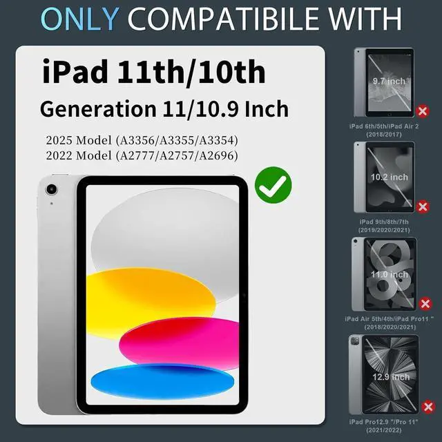 Alt view image 2 of 7 - WERLEO Case for iPad (A16) 11th Generation 11 Inch 2025, iPad 10th Generation 10.9 Inch 2022, Fully-Body Rugged Shockproof Protective Cover with Kickstand Pencil Holder Shoulder Strap Red