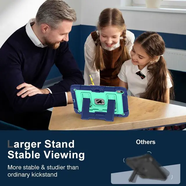 Alt view image 3 of 7 - WERLEO Case for iPad (A16) 11th Generation 11 Inch 2025, iPad 10th Generation 10.9 Inch 2022, Fully-Body Rugged Shockproof Protective Cover with Kickstand Pencil Holder Shoulder Strap Green