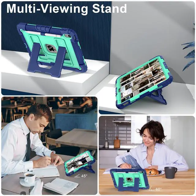 Alt view image 4 of 7 - WERLEO Case for iPad (A16) 11th Generation 11 Inch 2025, iPad 10th Generation 10.9 Inch 2022, Fully-Body Rugged Shockproof Protective Cover with Kickstand Pencil Holder Shoulder Strap Green