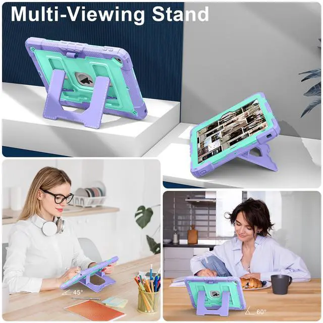 Alt view image 4 of 7 - WERLEO Case for iPad 9th 8th 7th Generation 10.2 inch 2021/2020/ 2019, Shockproof Protective Cover with Kickstand Shoulder Strap Mint Green