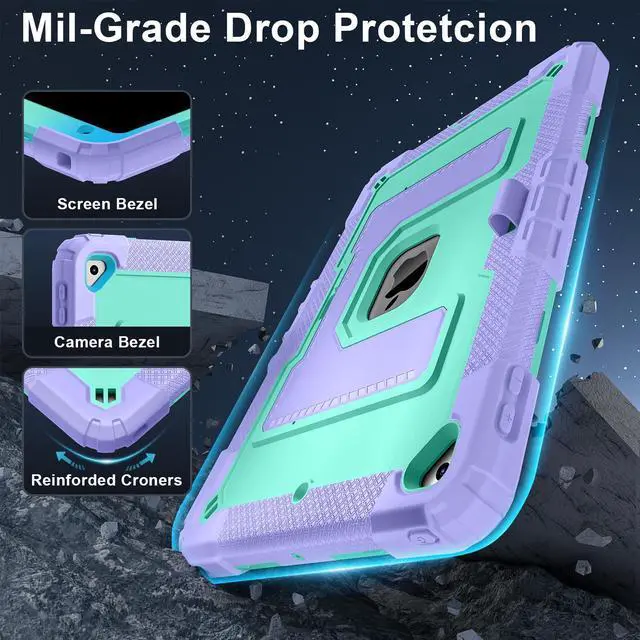 Alt view image 3 of 7 - WERLEO Case for iPad 9th 8th 7th Generation 10.2 inch 2021/2020/ 2019, Shockproof Protective Cover with Kickstand Shoulder Strap Mint Green