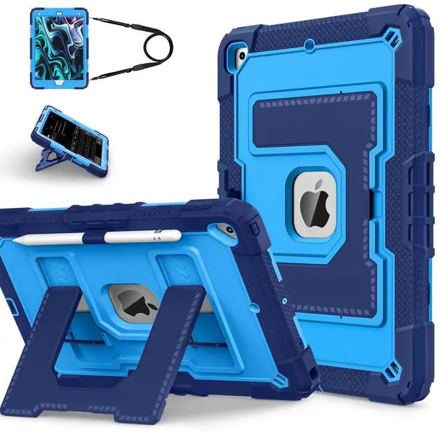 Main image of WERLEO Case for iPad 9th 8th 7th Generation 10.2 inch 2021/2020/ 2019, Shockproof Protective Cover with Kickstand Shoulder Strap Blue