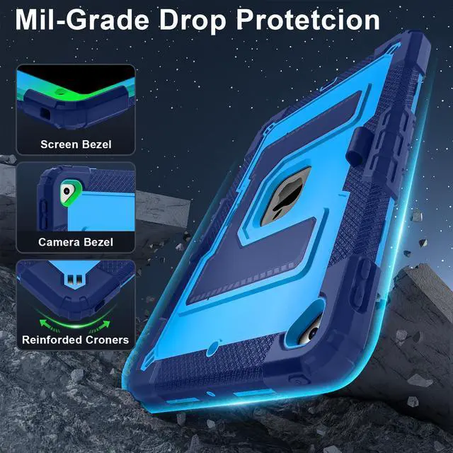 Alt view image 2 of 7 - WERLEO Case for iPad 9th 8th 7th Generation 10.2 inch 2021/2020/ 2019, Shockproof Protective Cover with Kickstand Shoulder Strap Blue