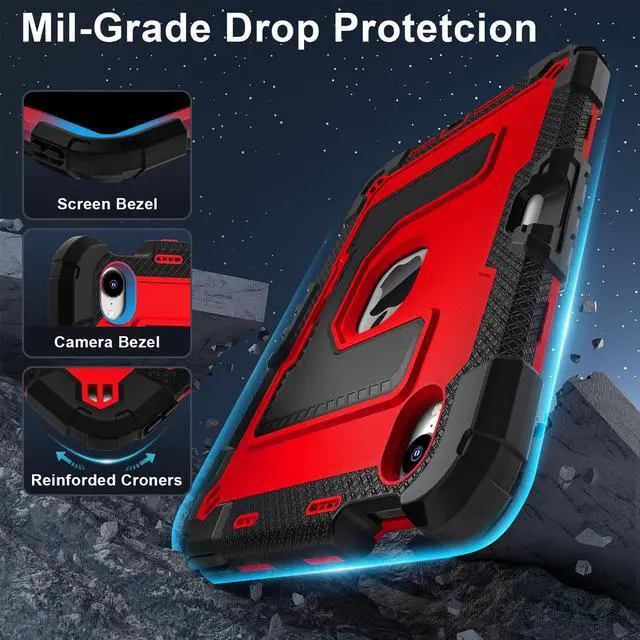 Alt view image 2 of 7 - WERLEO Case for iPad Mini 7 A17 Pro 2024 / iPad Mini 6 2021 8.3 Inch, Shockproof Protective Cover with Kickstand Shoulder Strap Red