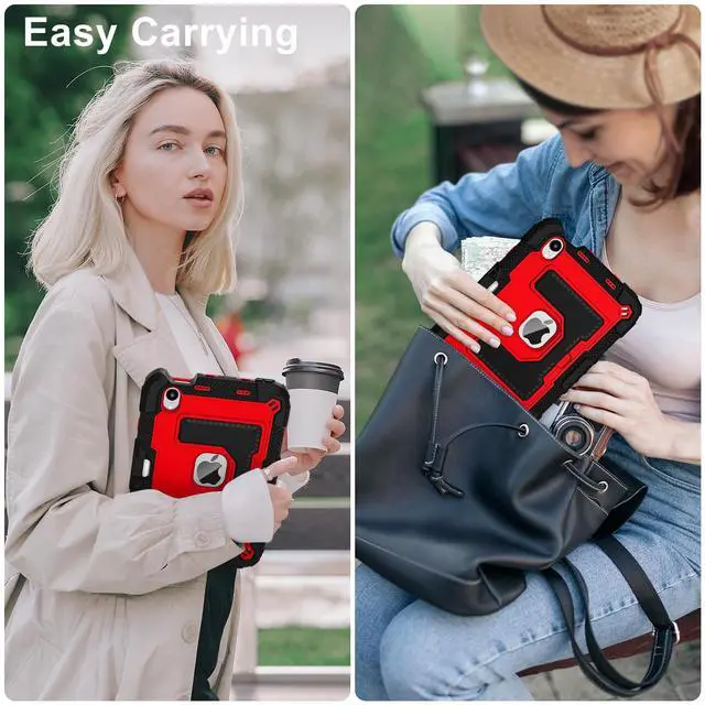 Alt view image 4 of 7 - WERLEO Case for iPad Mini 7 A17 Pro 2024 / iPad Mini 6 2021 8.3 Inch, Shockproof Protective Cover with Kickstand Shoulder Strap Red