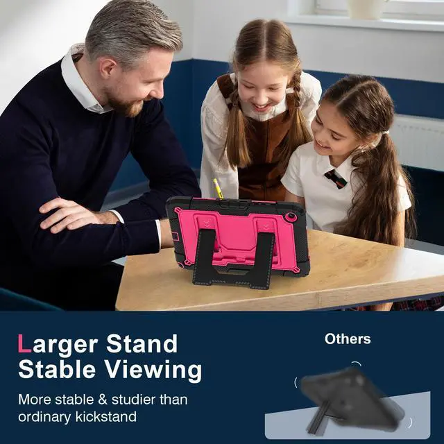 Alt view image 4 of 7 - WERLEO Case for Samsung Galaxy Tab A9+ / A9 Plus 11 inch 2023 SM-X210/X216/X218 with Stand & Shoulder Strap, Heavy Duty Shockproof Protective Cover Rose Red