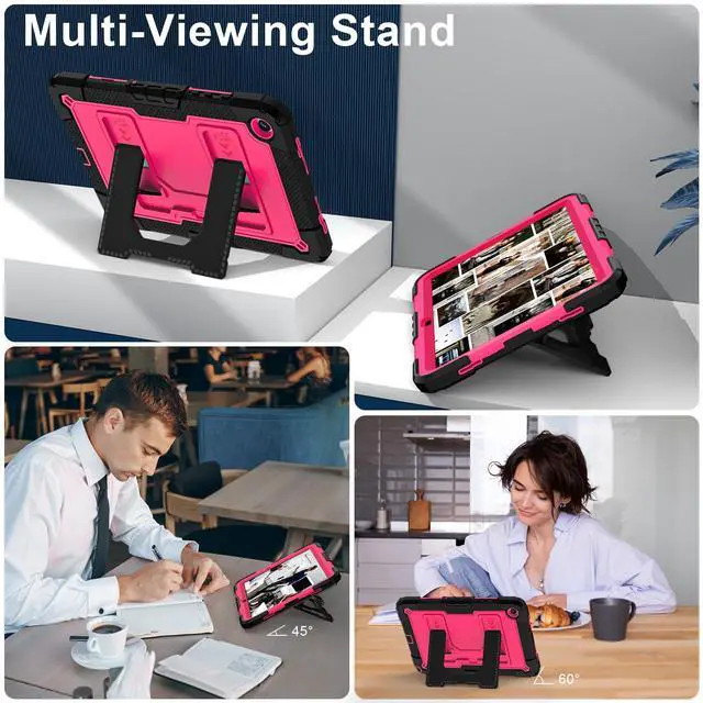 Alt view image 5 of 7 - WERLEO Case for Samsung Galaxy Tab A9+ / A9 Plus 11 inch 2023 SM-X210/X216/X218 with Stand & Shoulder Strap, Heavy Duty Shockproof Protective Cover Rose Red