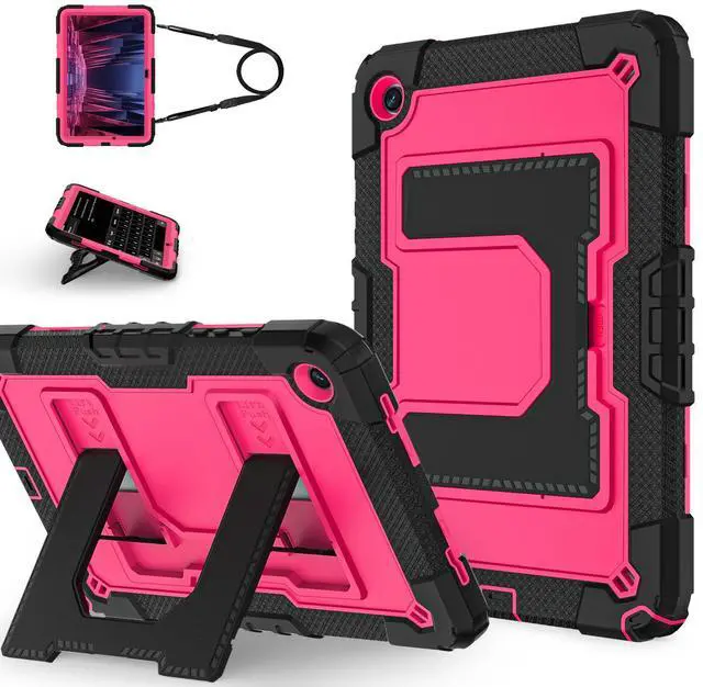 Main image of WERLEO Case for Samsung Galaxy Tab A9+ / A9 Plus 11 inch 2023 SM-X210/X216/X218 with Stand & Shoulder Strap, Heavy Duty Shockproof Protective Cover Rose Red