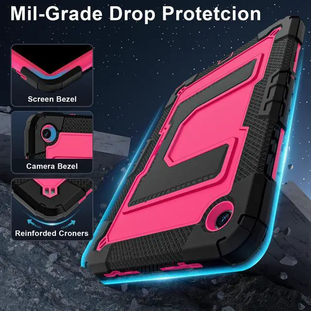 Alt view image 3 of 7 - WERLEO Case for Samsung Galaxy Tab A9+ / A9 Plus 11 inch 2023 SM-X210/X216/X218 with Stand & Shoulder Strap, Heavy Duty Shockproof Protective Cover Rose Red