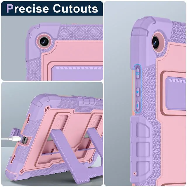 Alt view image 5 of 7 - WERLEO Case for Samsung Galaxy Tab A9+ / A9 Plus 11 inch 2023 SM-X210/X216/X218 with Stand & Shoulder Strap, Heavy Duty Shockproof Protective Cover Rose Gold