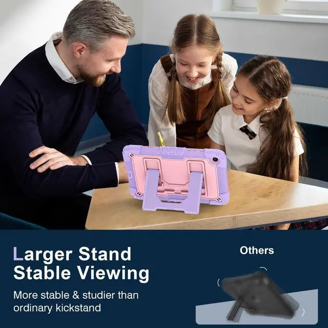 Alt view image 3 of 7 - WERLEO Case for Samsung Galaxy Tab A9+ / A9 Plus 11 inch 2023 SM-X210/X216/X218 with Stand & Shoulder Strap, Heavy Duty Shockproof Protective Cover Rose Gold