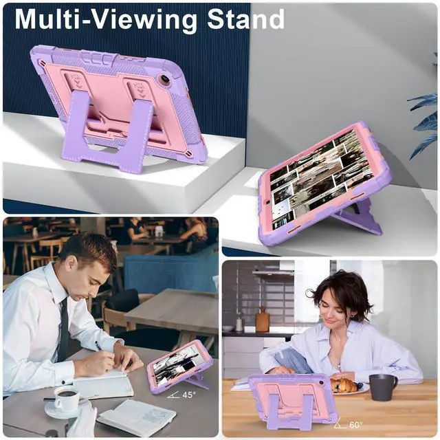Alt view image 4 of 7 - WERLEO Case for Samsung Galaxy Tab A9+ / A9 Plus 11 inch 2023 SM-X210/X216/X218 with Stand & Shoulder Strap, Heavy Duty Shockproof Protective Cover Rose Gold