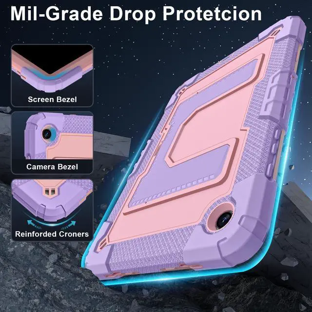 Alt view image 2 of 7 - WERLEO Case for Samsung Galaxy Tab A9+ / A9 Plus 11 inch 2023 SM-X210/X216/X218 with Stand & Shoulder Strap, Heavy Duty Shockproof Protective Cover Rose Gold